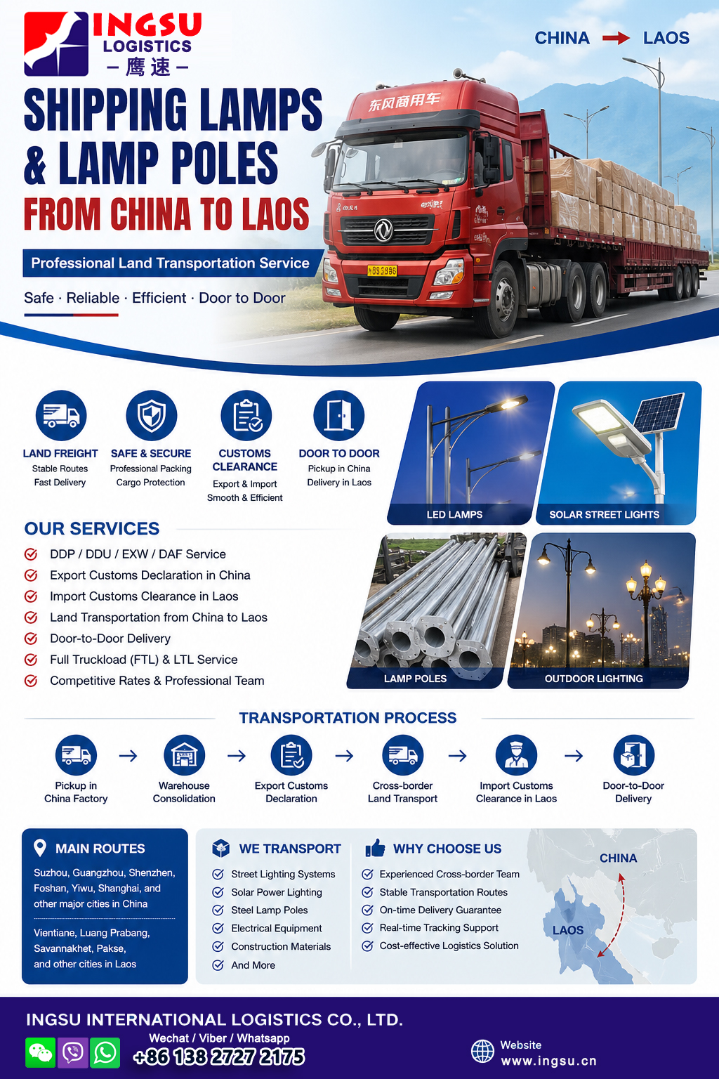 Shipping Lamps and Lamp Poles from China to Laos
